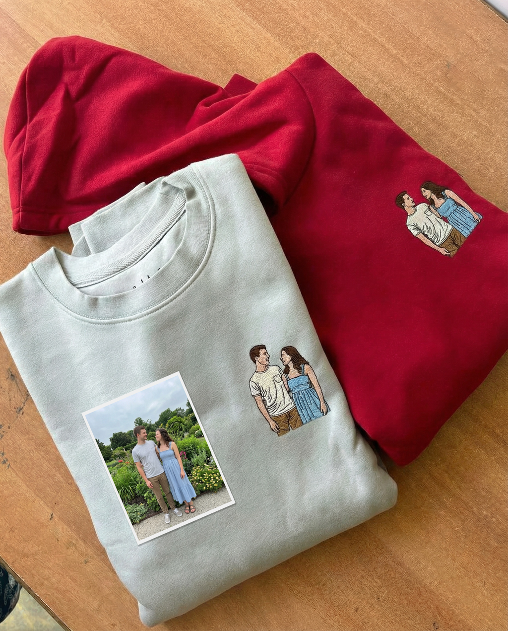 GRAHA Custom Couple Photo Embroidered Sweatshirt & Hoodie