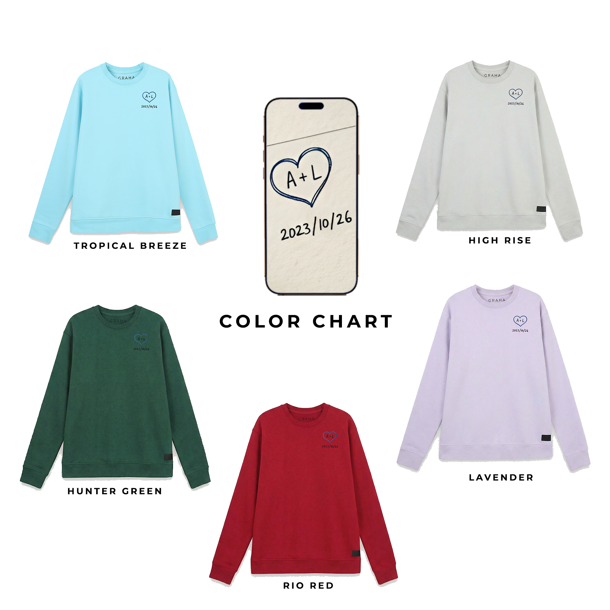 GRAHA Custom Love Note Embroidered Sweatshirt, Hoodie & Sweatpants