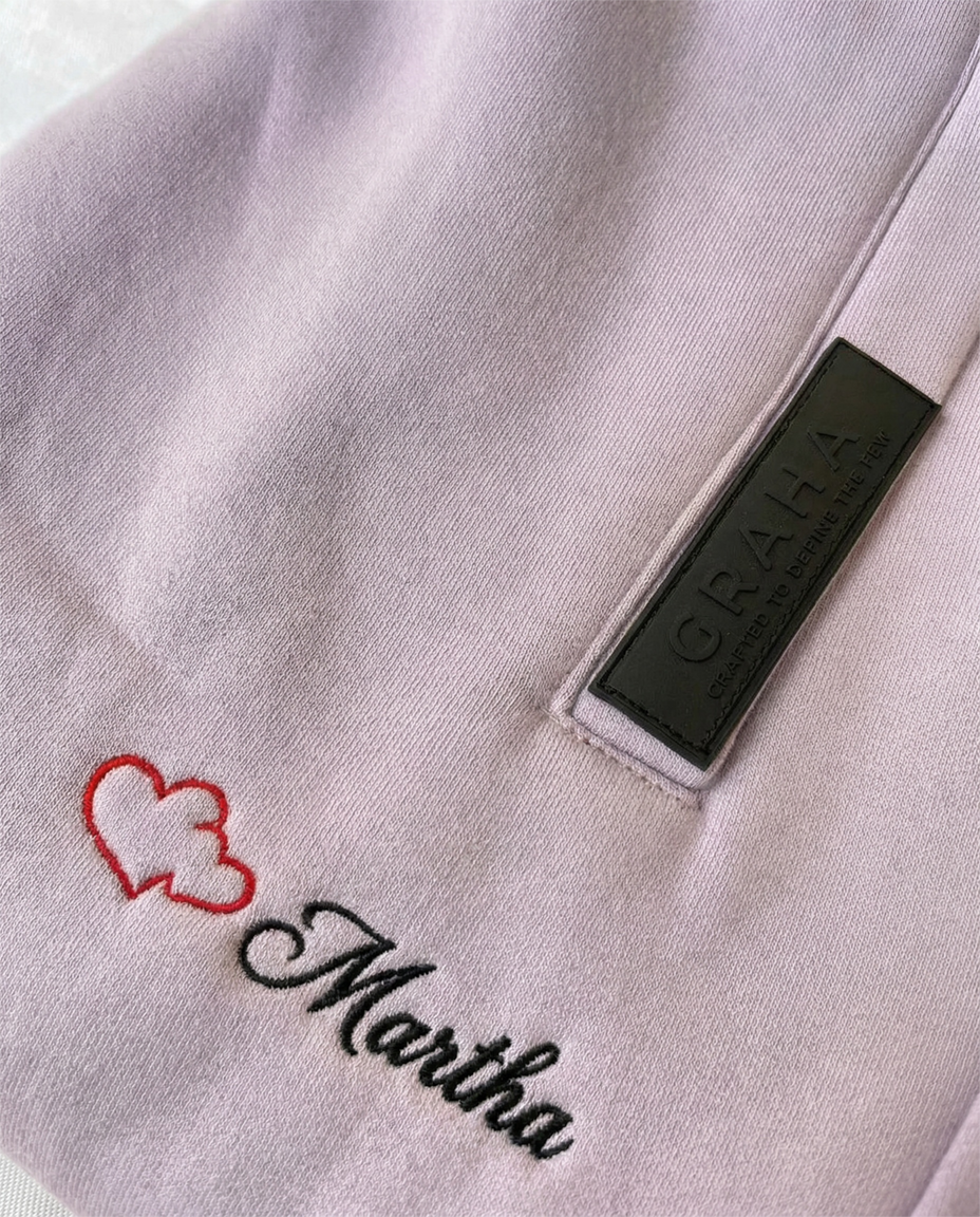 GRAHA Custom Couple Names Embroidered Sweatshirt, Hoodie & Sweatpants