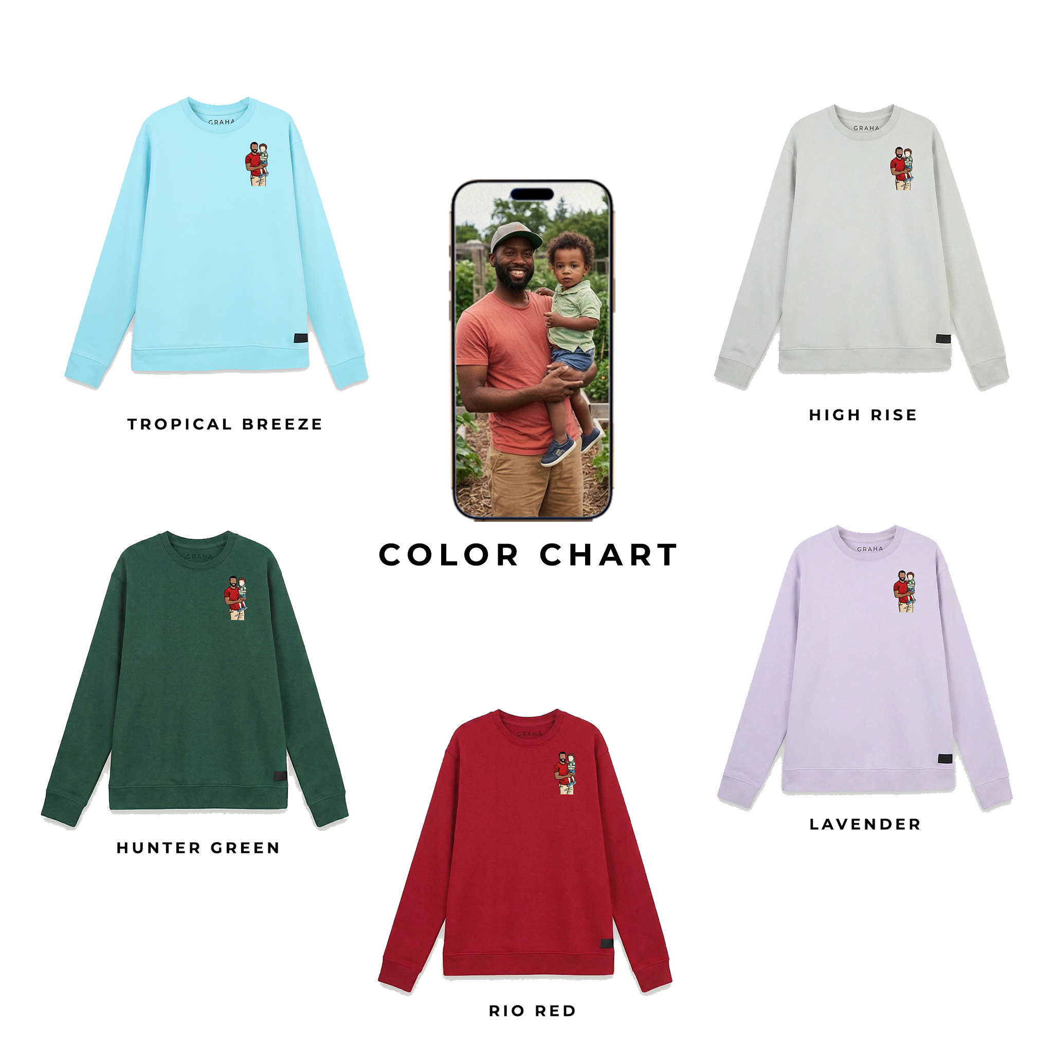 GRAHA Custom Family Photo Embroidered Sweatshirt & Hoodie