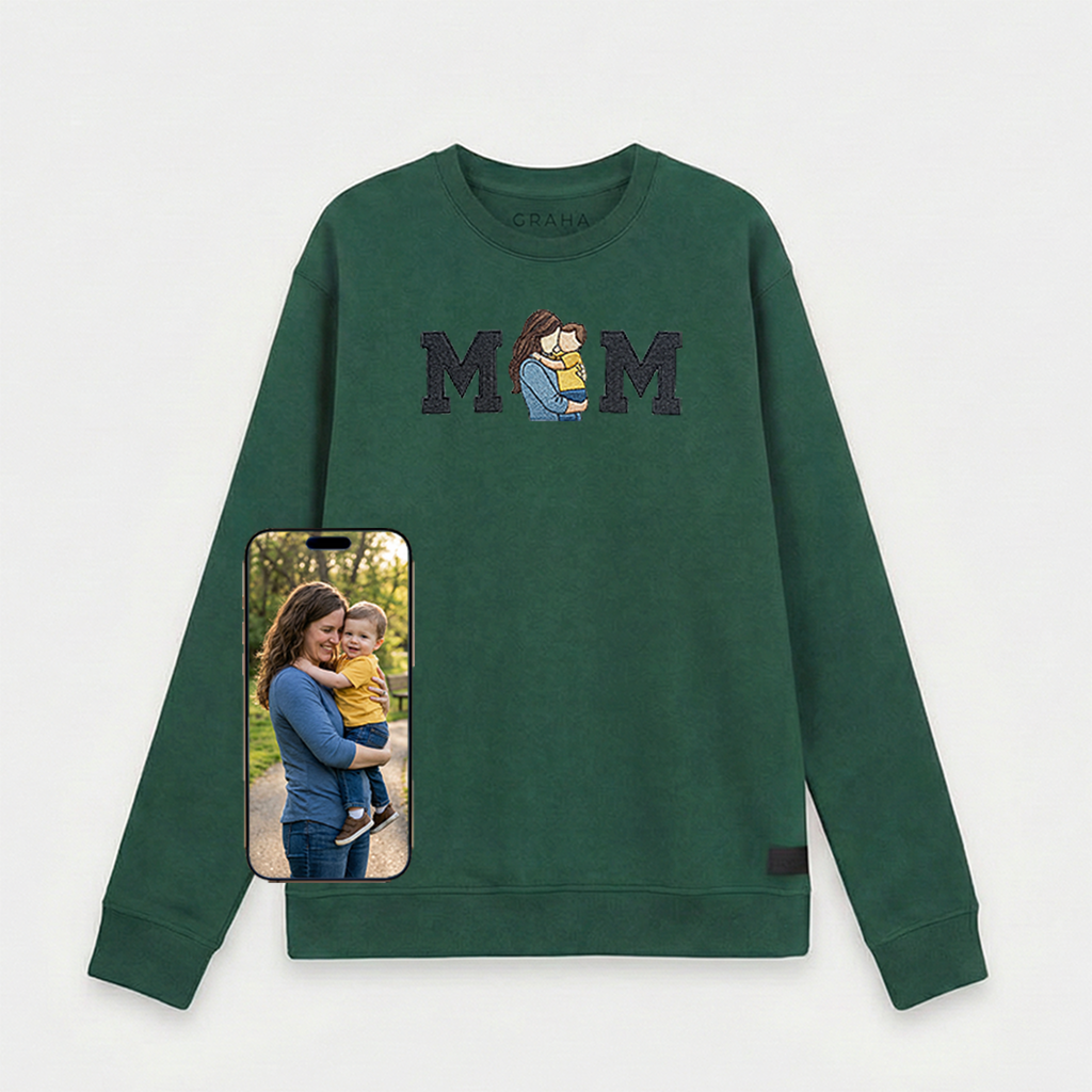 GRAHA Custom Embroidered Family Photo Varsity Sweatshirt & Hoodie