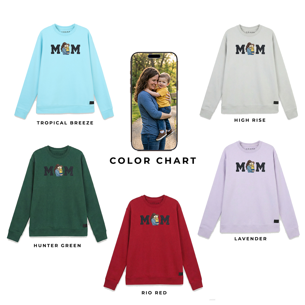 GRAHA Custom Embroidered Family Photo Varsity Sweatshirt & Hoodie