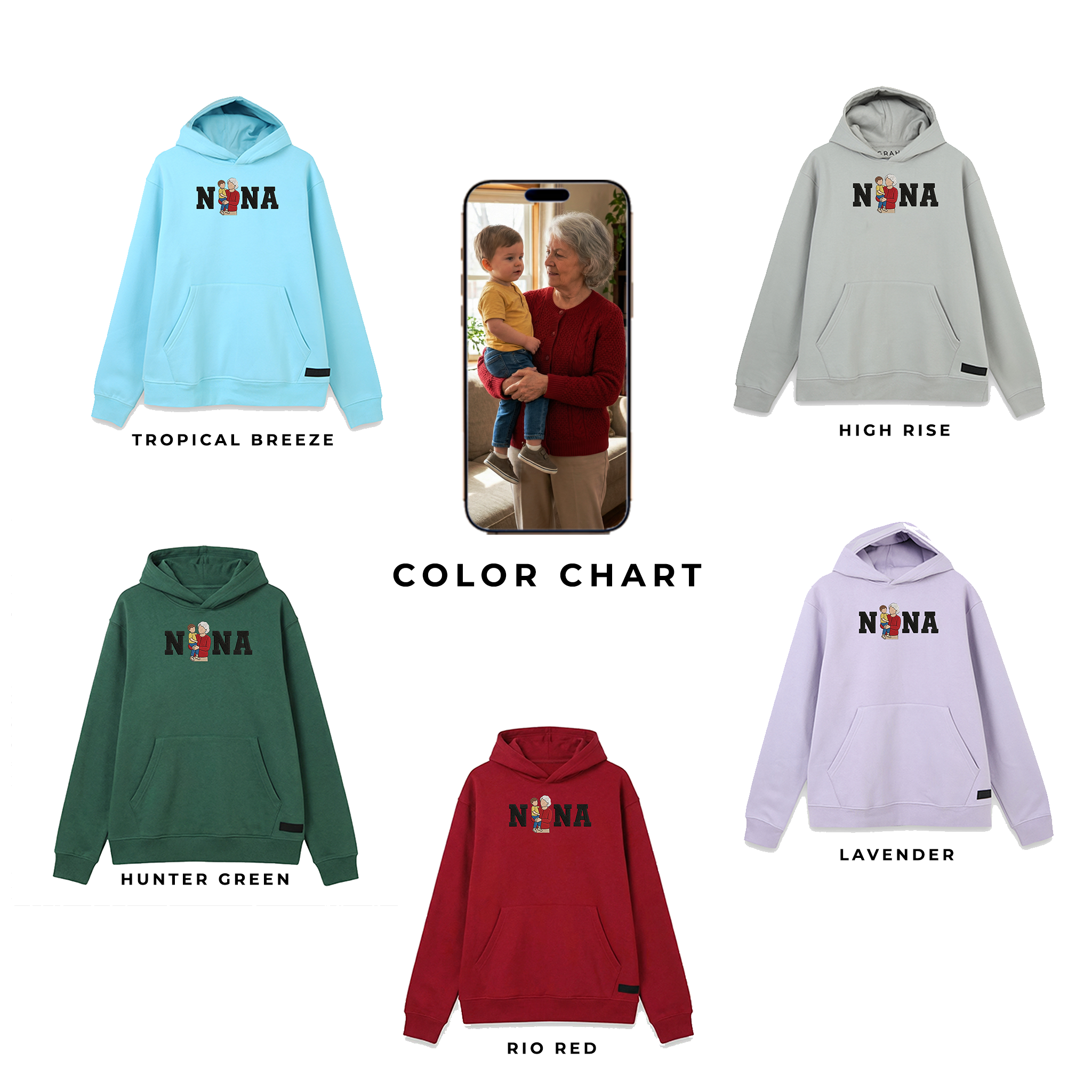 GRAHA Custom Embroidered Family Photo Varsity Sweatshirt & Hoodie