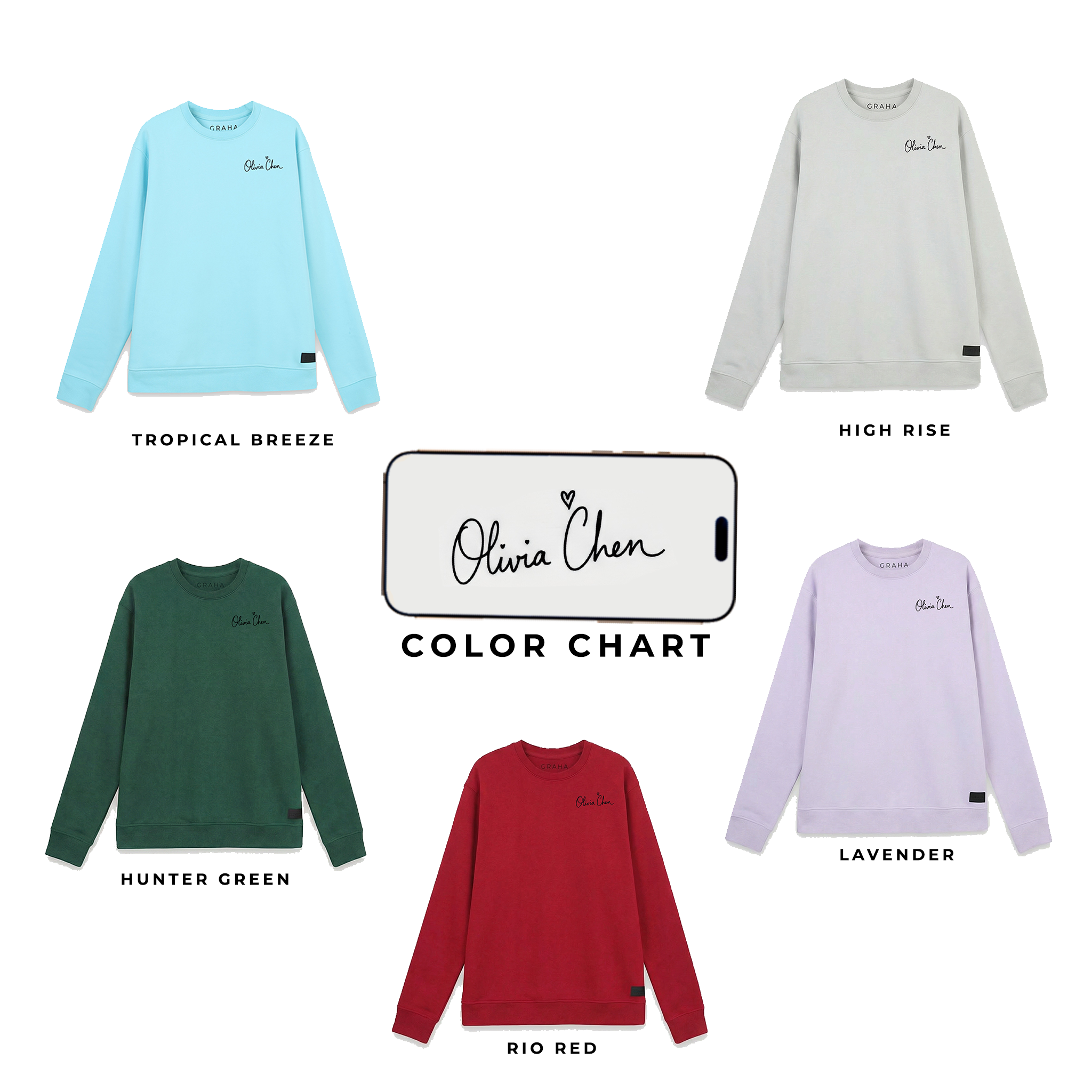GRAHA Custom Signature Embroidered Sweatshirt, Hoodie & Sweatpants